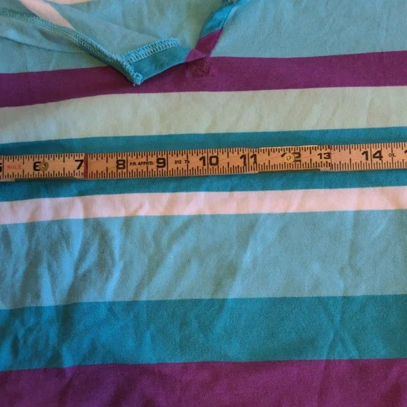 Columbia PFG Omni Wick Women's Size XL Striped Short Sleeve Popover Top - Picture 9 of 13